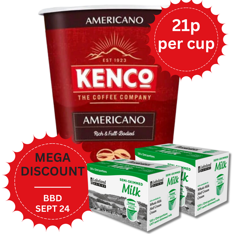 Load image into Gallery viewer, 2Go Kenco Americano Black Coffee (160 Cups) With Milk (240 Pots) *Short Date Clearance*
