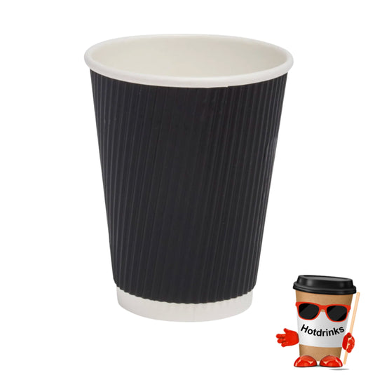 12oz Black Ridged Hot Drink Paper Cup (25/500)