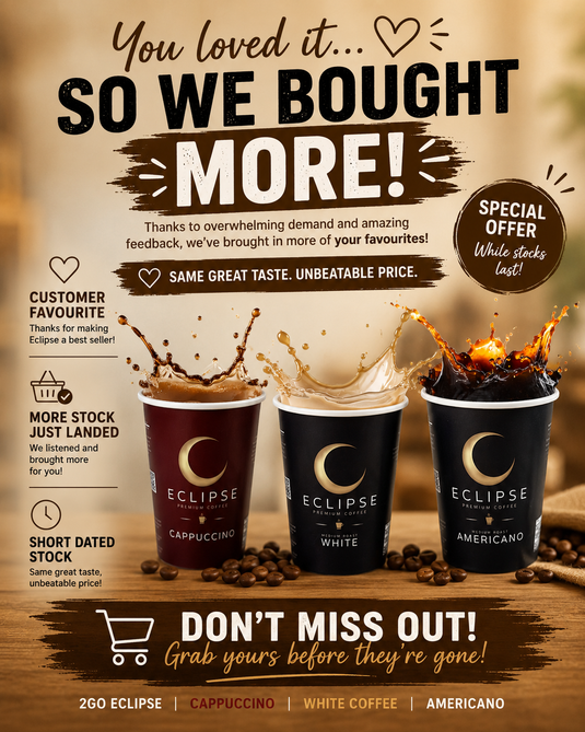 2Go 'Eclipse' Cappuccino - JUST £29.95 per BOX! - BBD 07/2026