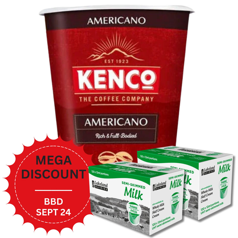 Load image into Gallery viewer, 2Go Kenco Americano Black Coffee (160 Cups) With Milk (240 Pots) *Short Date Clearance*
