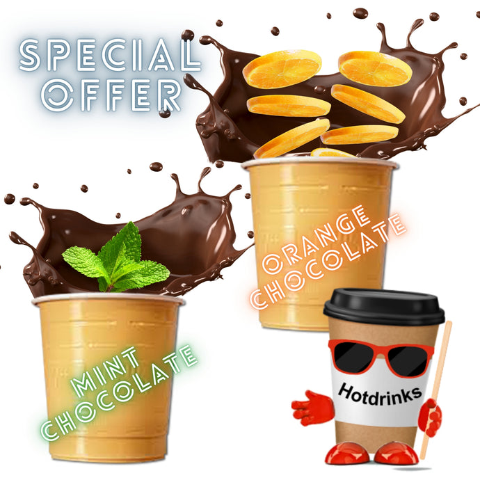 Luxury Orange & Mint Hot Chocolate - 1 Sleeve of Each (Taster Pack Offer = Just 4p per cup)